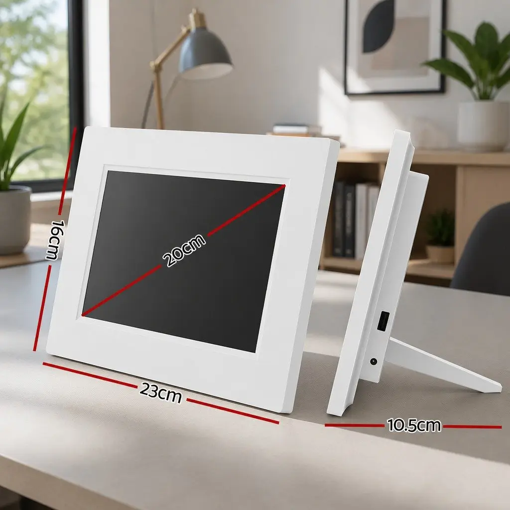 Large Display Digital Clock 8 Inch LCD Alarm Calendar Desk Wall Mount White