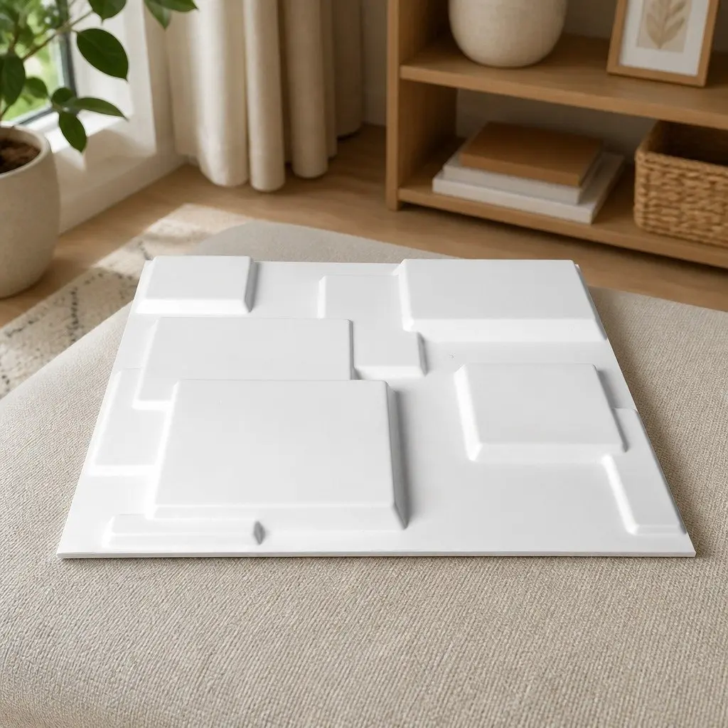 3D Wall Panels DIY Home Interior Decoration 50x50cm Matte White 12 Piece Set