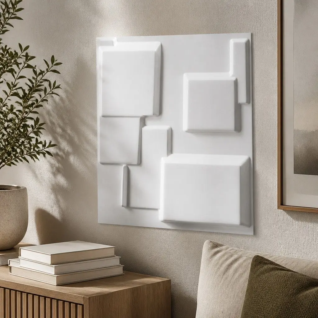 3D Wall Panels DIY Home Interior Decoration 50x50cm Matte White 12 Piece Set