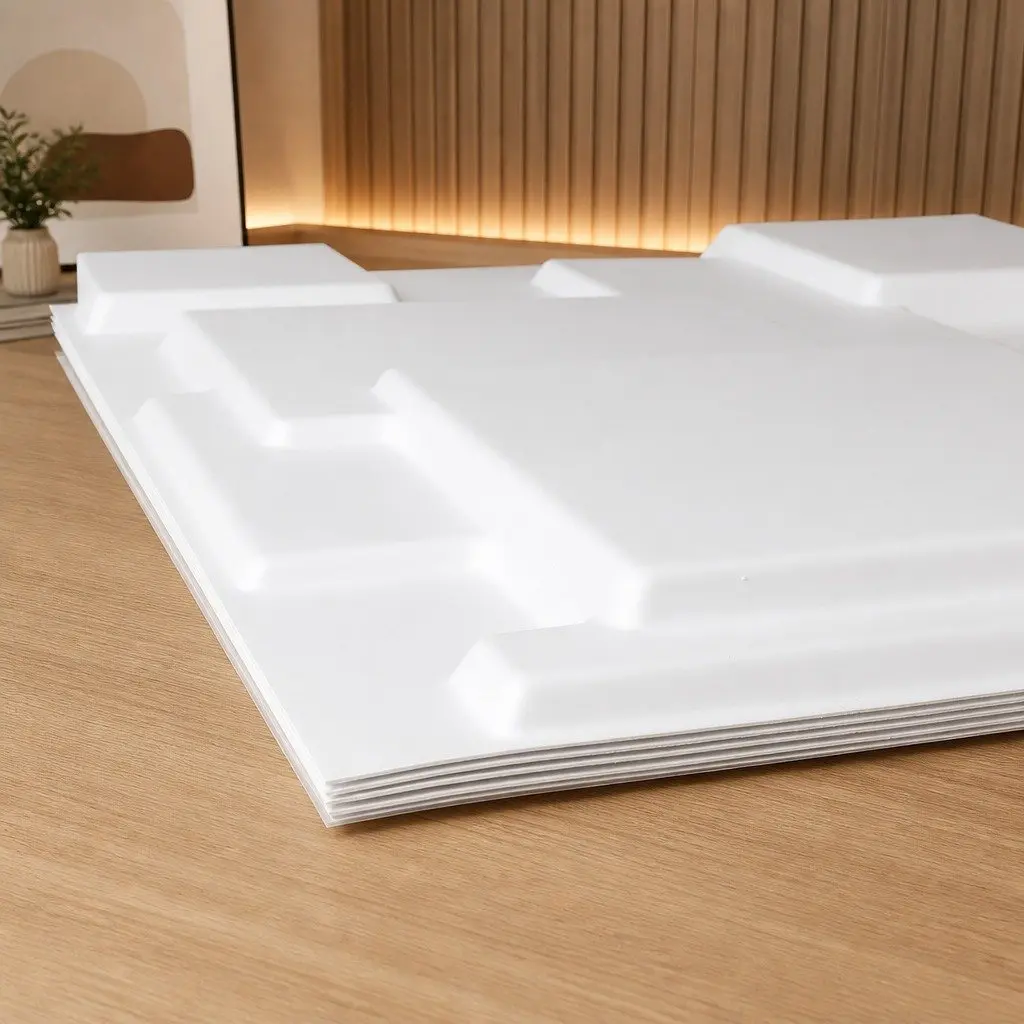 3D Wall Panels DIY Home Interior Decoration 50x50cm Matte White 12 Piece Set