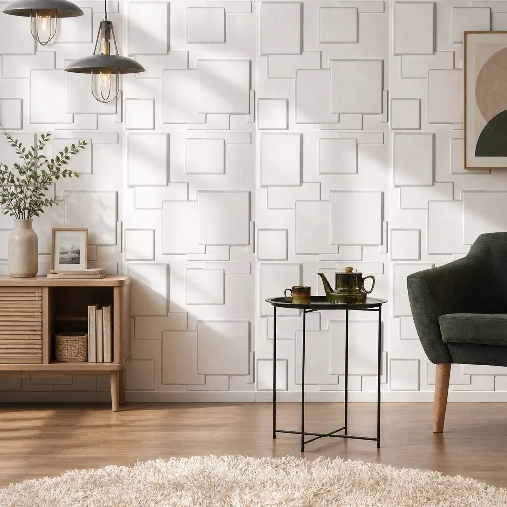 3D Wall Panels DIY Home Interior Decoration 50x50cm Matte White 12 Piece Set