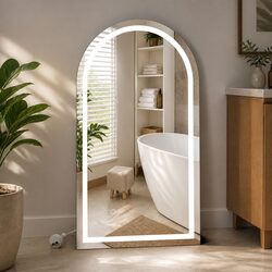 LED Wall Mirror Arch Anti-fog Bathroom Vanity Light 50x90cm Adjustable