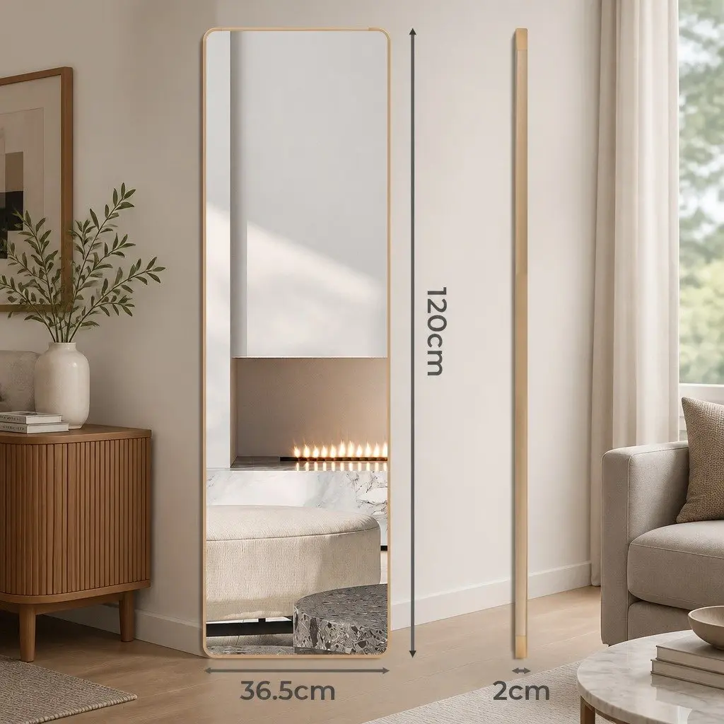 Full Length Mirror 120cm Wall Mounted Door Hanging Gold