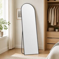 Practical Black Arched Full Length Mirror 165cm x 60cm for Home Use