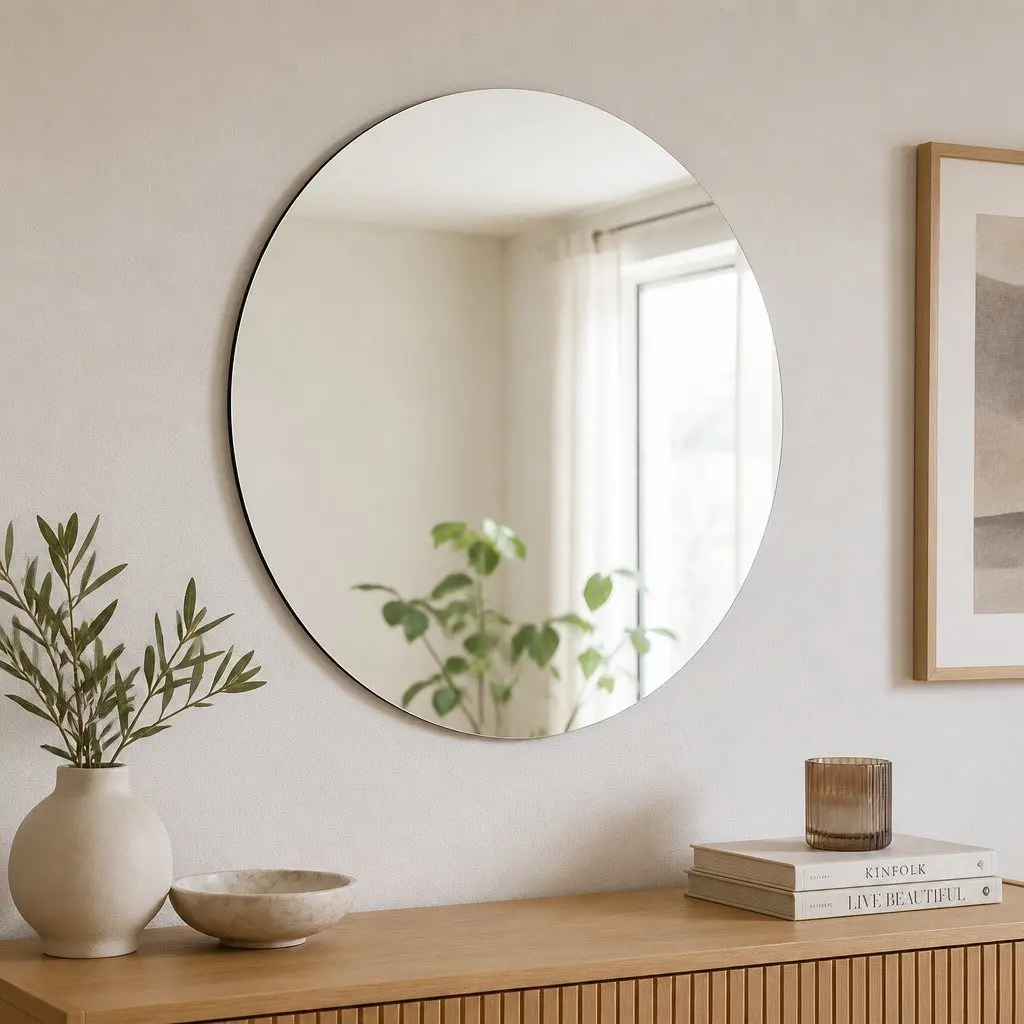 50cm Round Wall Mirror with Easy Setup