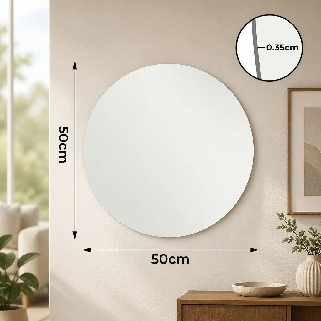 50cm Round Wall Mirror with Easy Setup