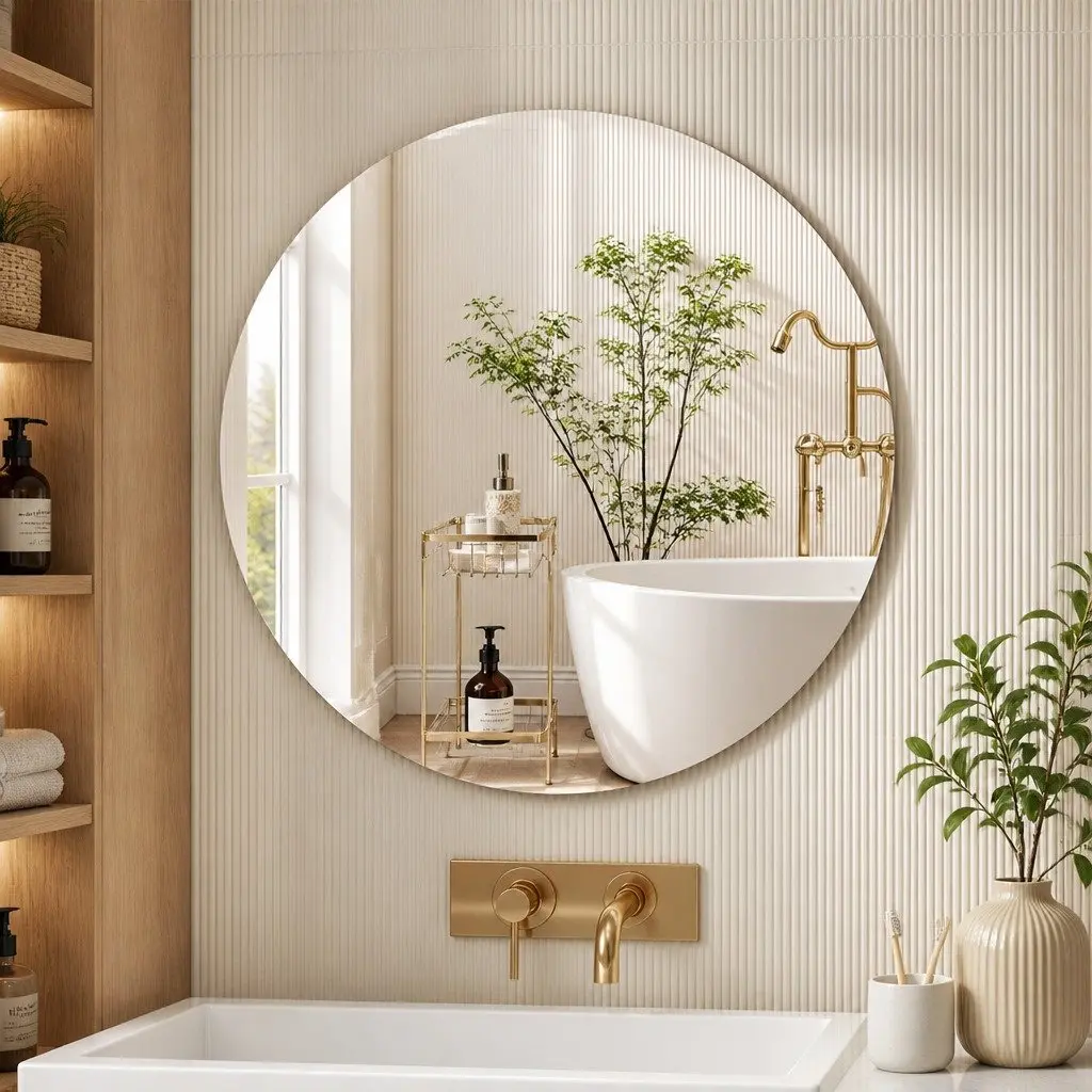 50cm Round Wall Mirror with Easy Setup