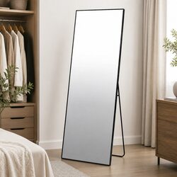 Rectangular Full Length Mirror 165x60cm Black Floor Standing Wall Leaning