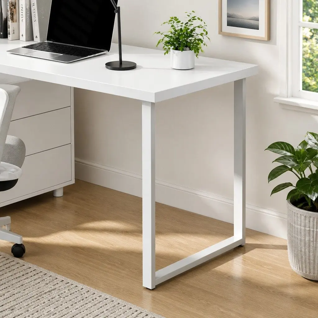 White Computer Desk with Ample Storage