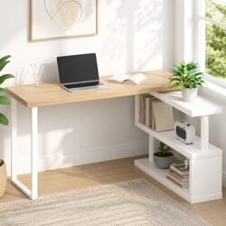 Computer Desk with 360 Degree Rotatable Bookshelf Study Office Workstation