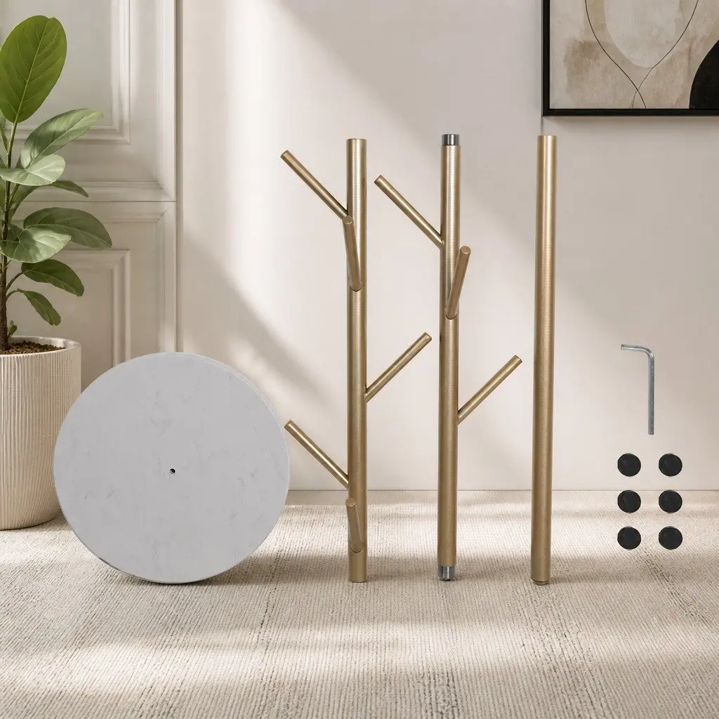 Coat Rack Hat Clothes Stand Hanger Tree Branch Design Eight Hooks Golden