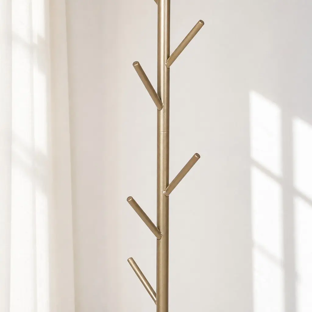 Coat Rack Hat Clothes Stand Hanger Tree Branch Design Eight Hooks Golden