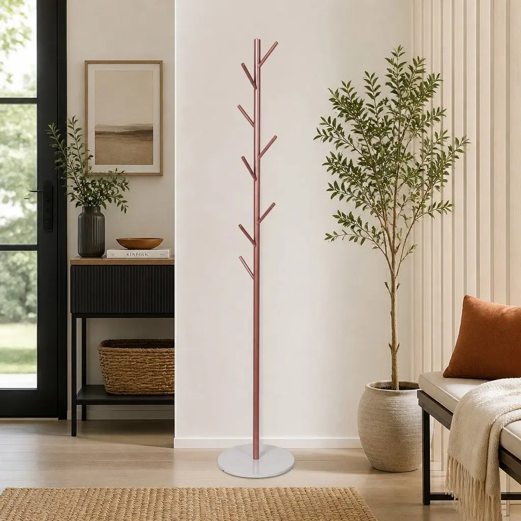 Coat Rack Stand Hanger Tree Rose Gold 8 Branches Hallway Bedroom