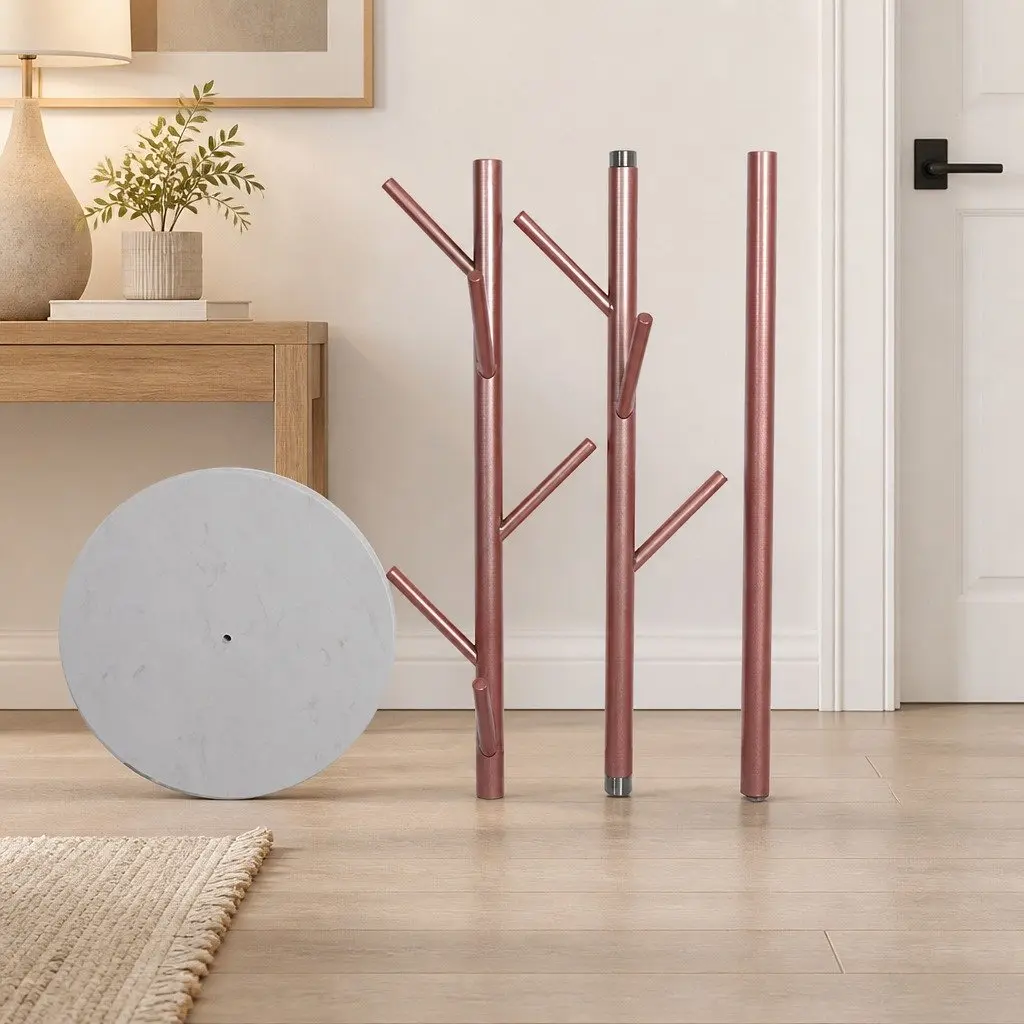 Coat Rack Stand Hanger Tree Rose Gold 8 Branches Hallway Bedroom