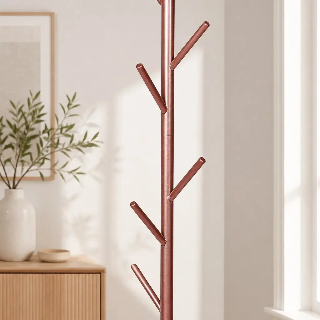 Coat Rack Stand Hanger Tree Rose Gold 8 Branches Hallway Bedroom