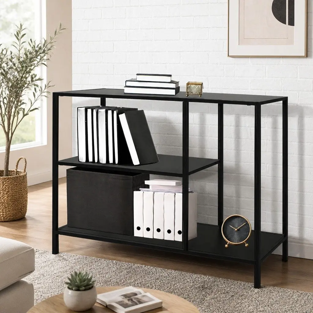 Console Table Storage 3-Tier 120cm Black