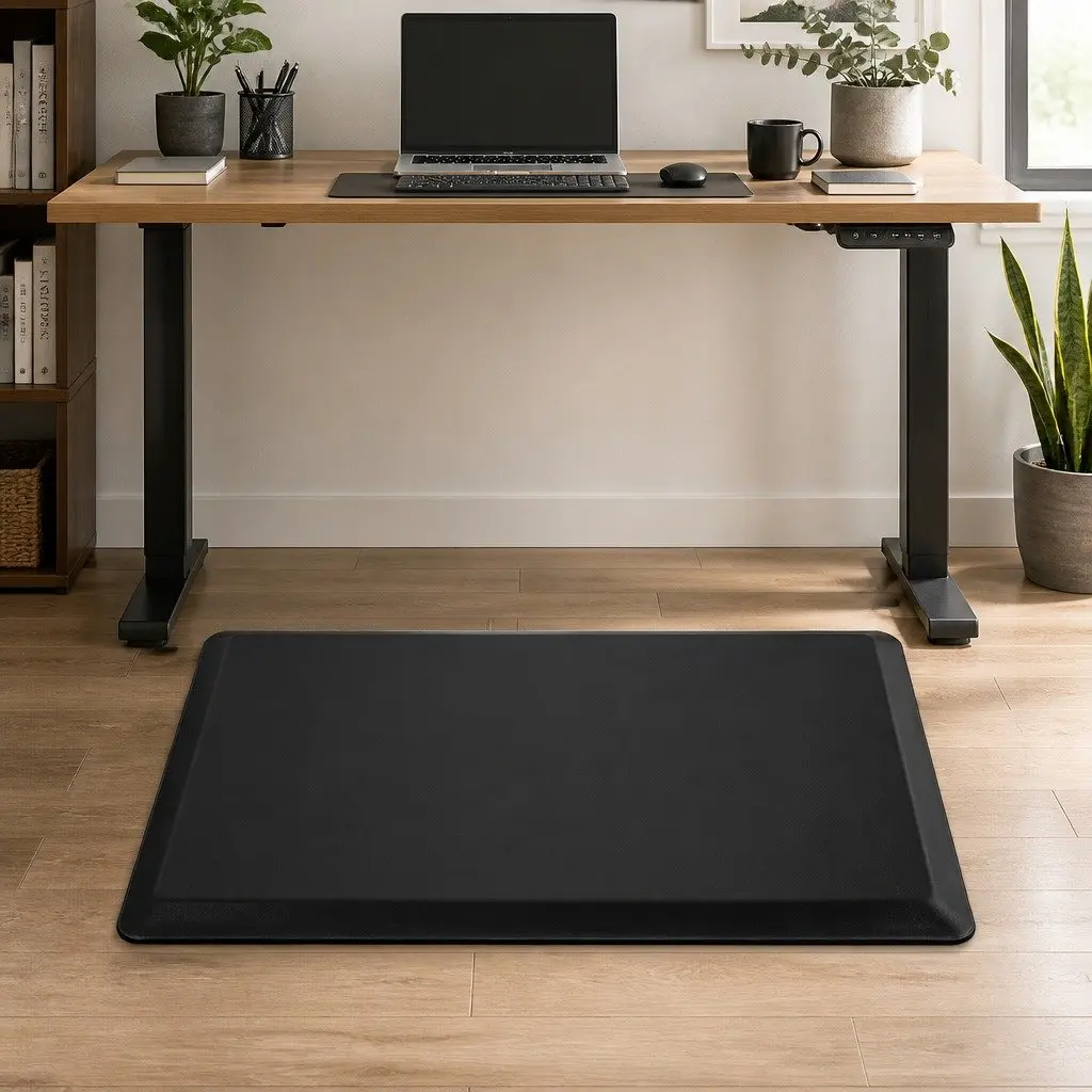 Anti Fatigue Standing Mat Kitchen Desk 51x99cm Non-Slip Waterproof Comfort Foam Black