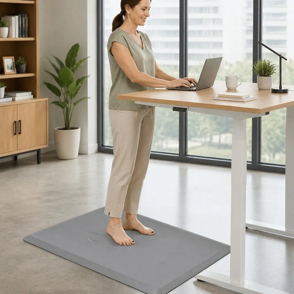 Anti Fatigue Standing Mat for Desk Kitchen Work 50x80cm Grey Non Slip Comfort Foam