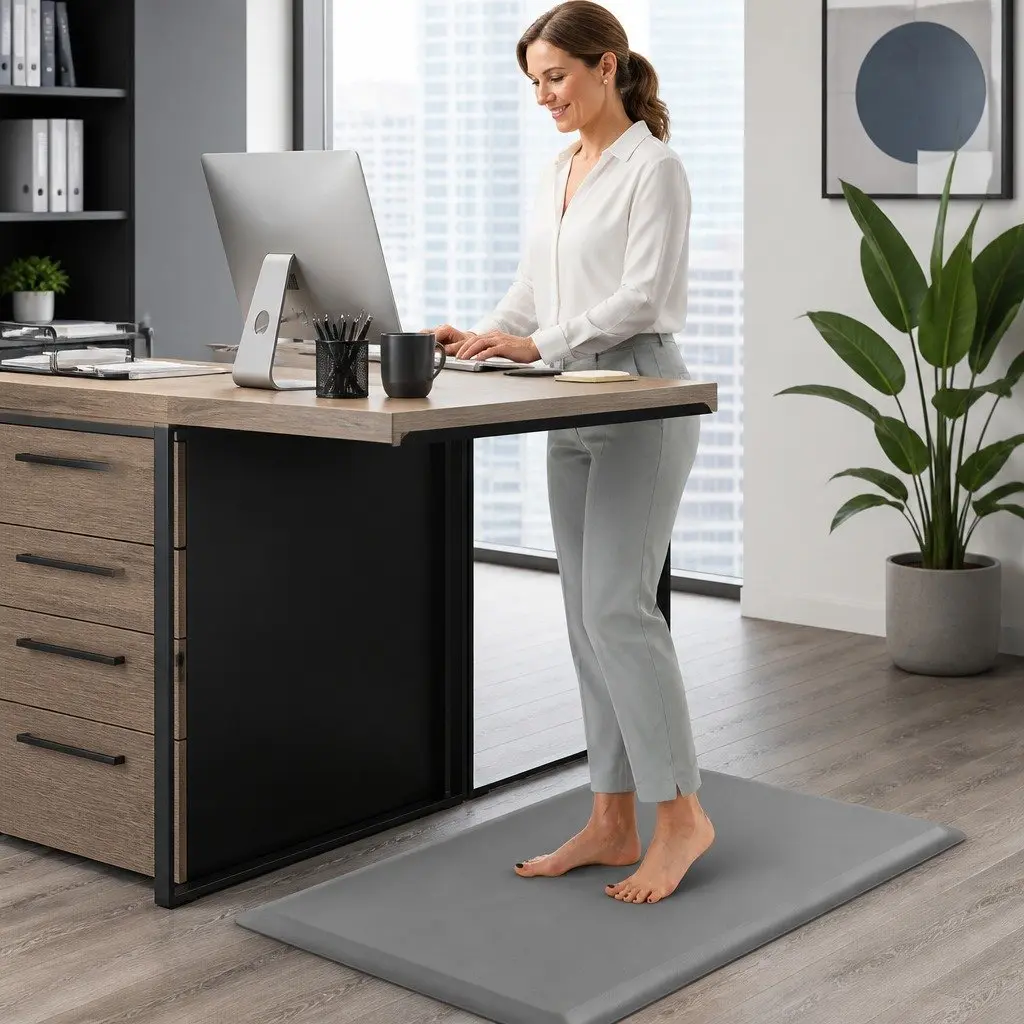 Anti Fatigue Standing Mat for Desk Kitchen Work 50x80cm Grey Non Slip Comfort Foam