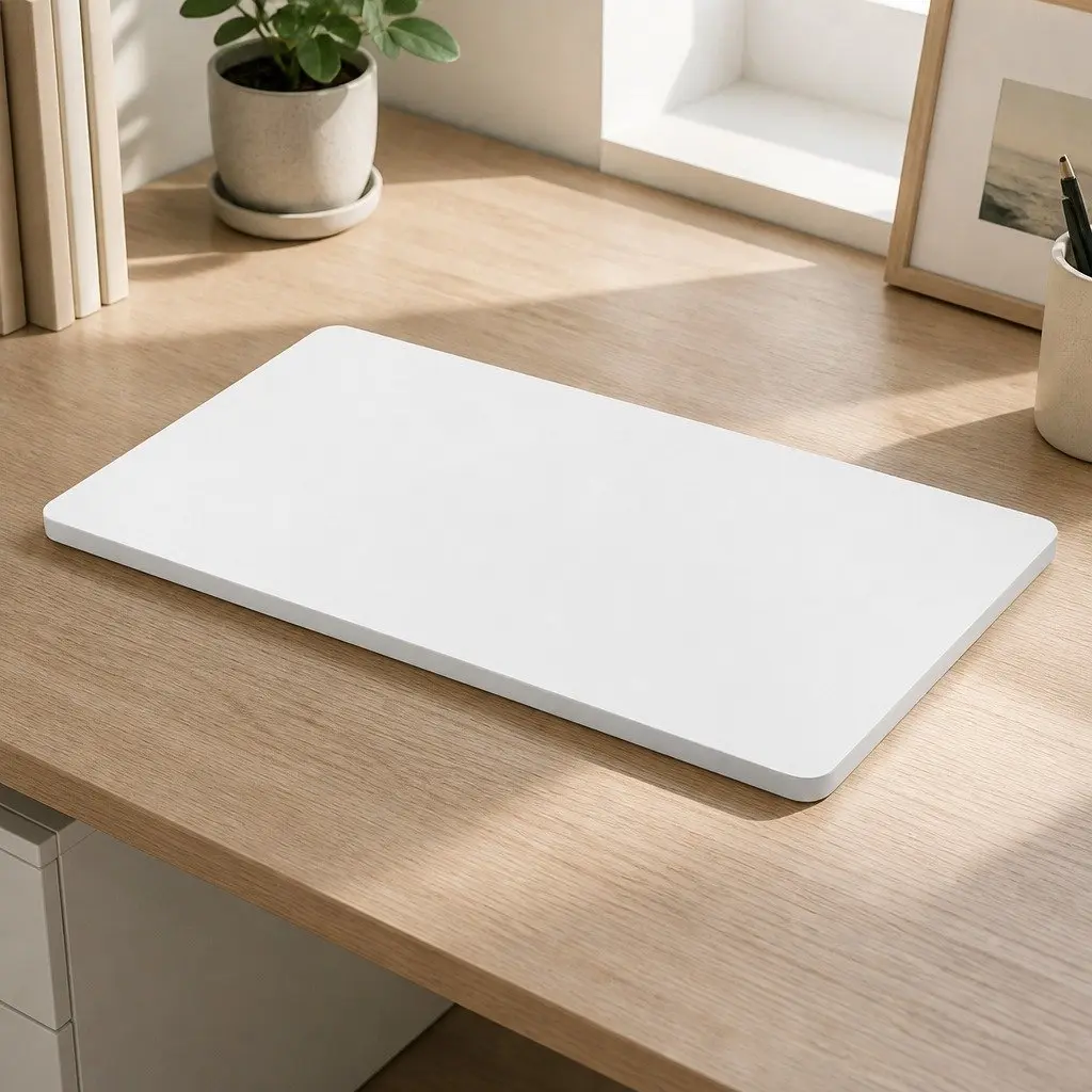 Desktop Table Top 140x70cm White Particle Board MDF Veneer Pre-Drilled