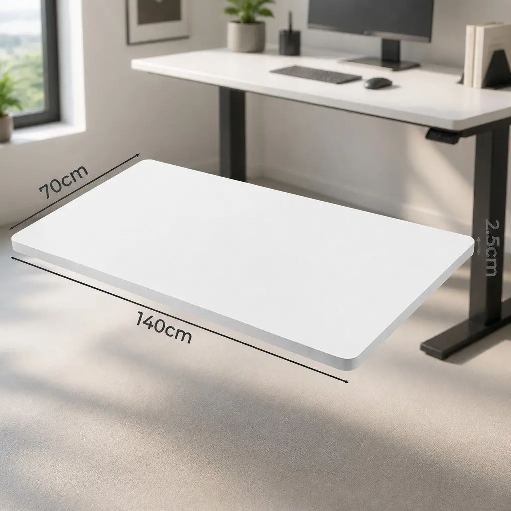 Desktop Table Top 140x70cm White Particle Board MDF Veneer Pre-Drilled
