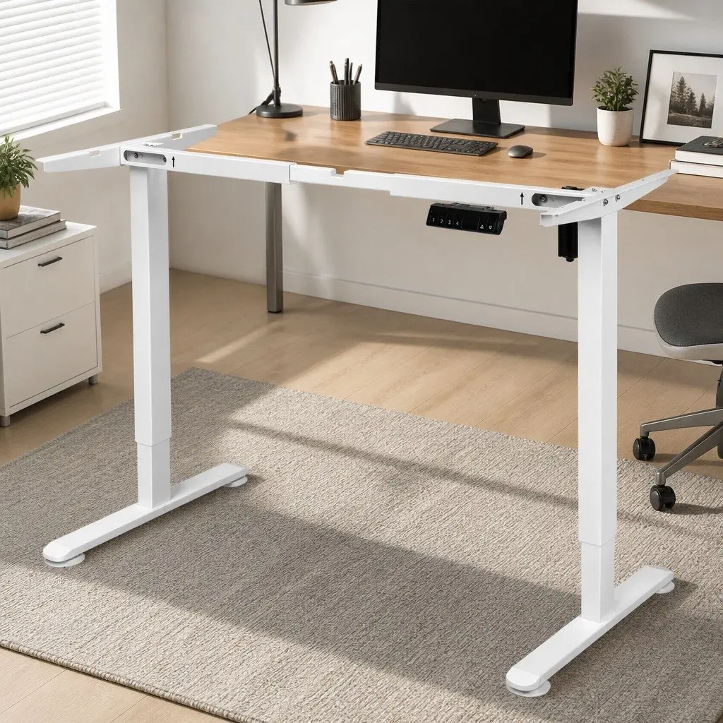 Motorised Standing Desk Frame Height Adjustable White Office Home