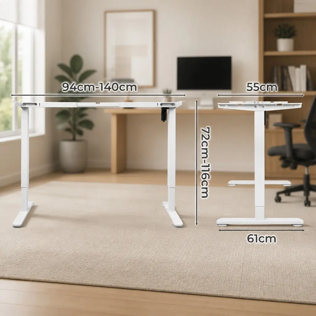 Motorised Standing Desk Frame Height Adjustable White Office Home