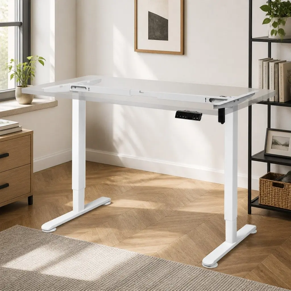 Motorised Standing Desk Frame Height Adjustable White Office Home