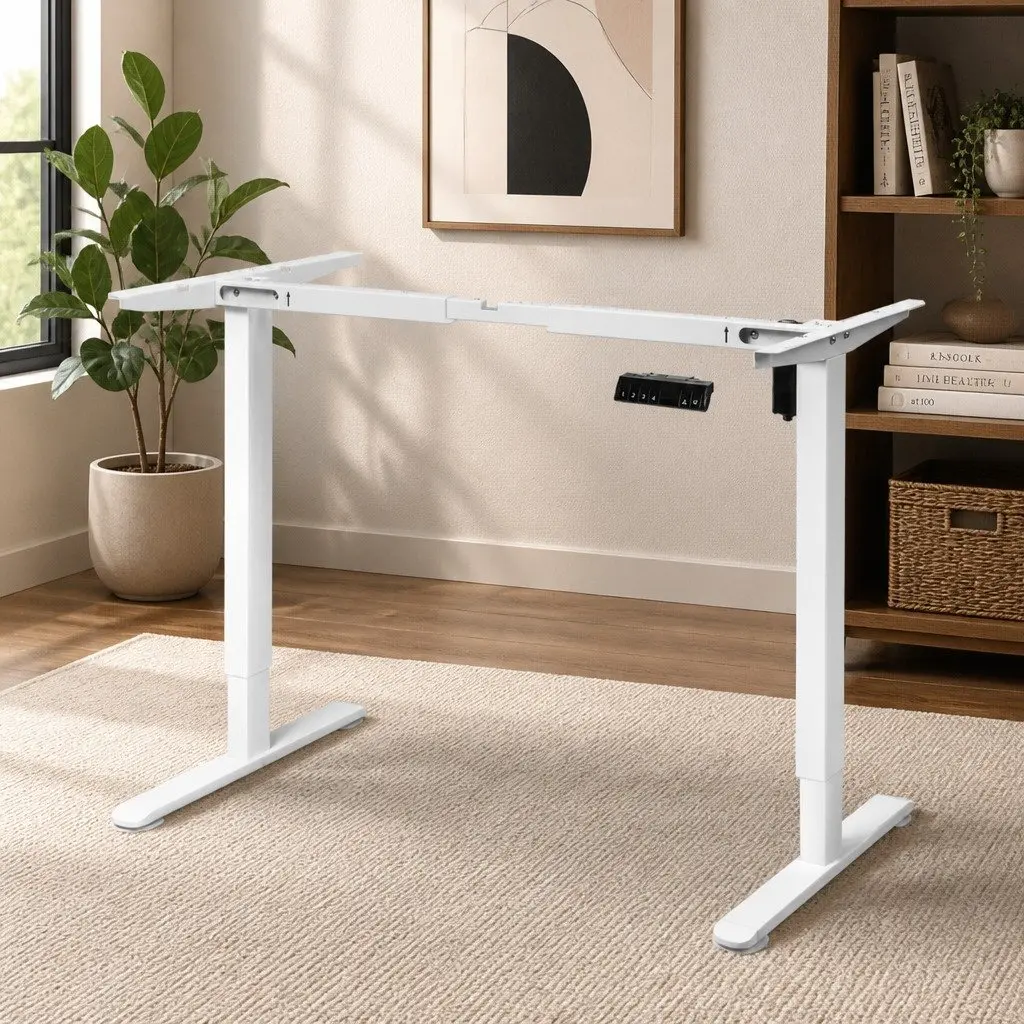 Motorised Standing Desk Frame Height Adjustable White Office Home