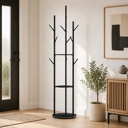 Versatile Black Coat Rack with Ample Storage Space
