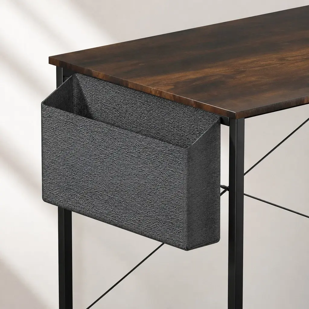 L Shaped Corner Desk Home Office Workstation Reversible Brown 120cm x 80cm