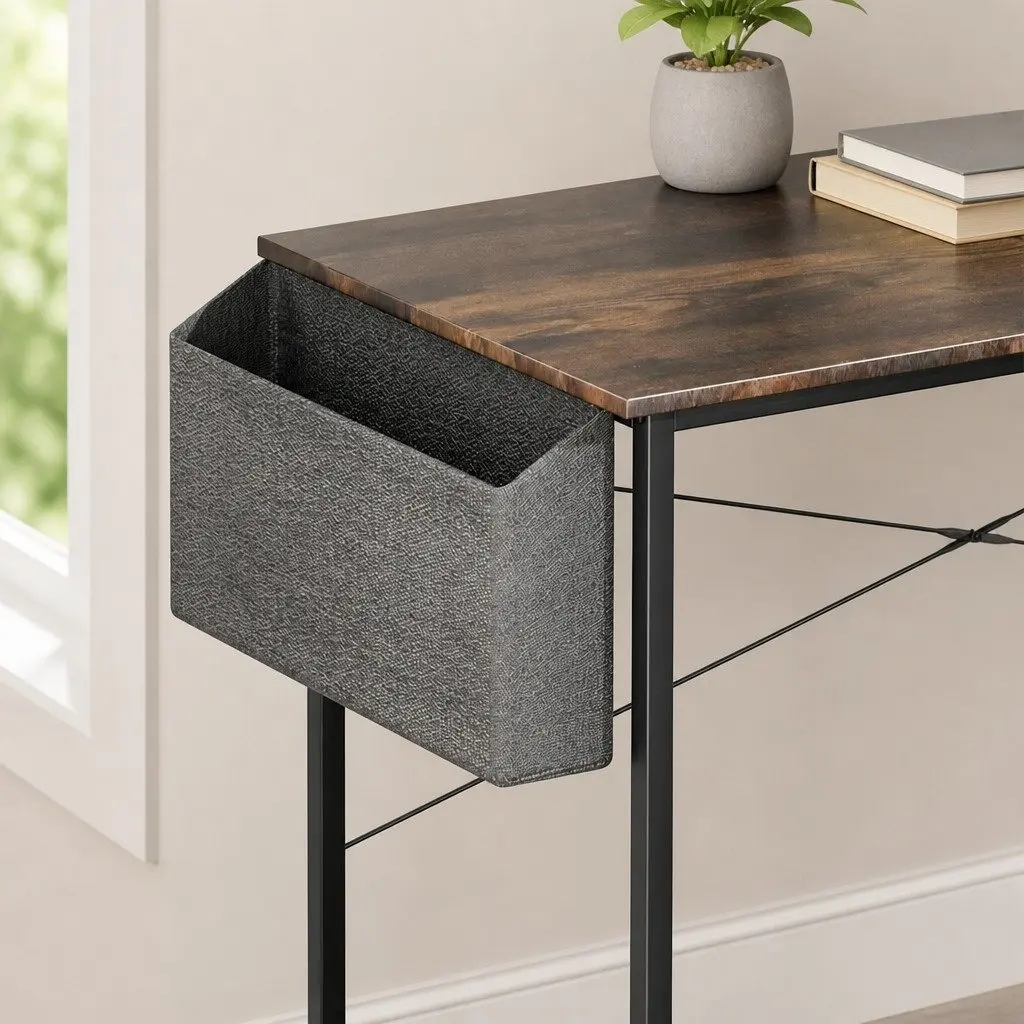 Computer Desk Study Table 100cm Brown Workstation Home Office Gaming