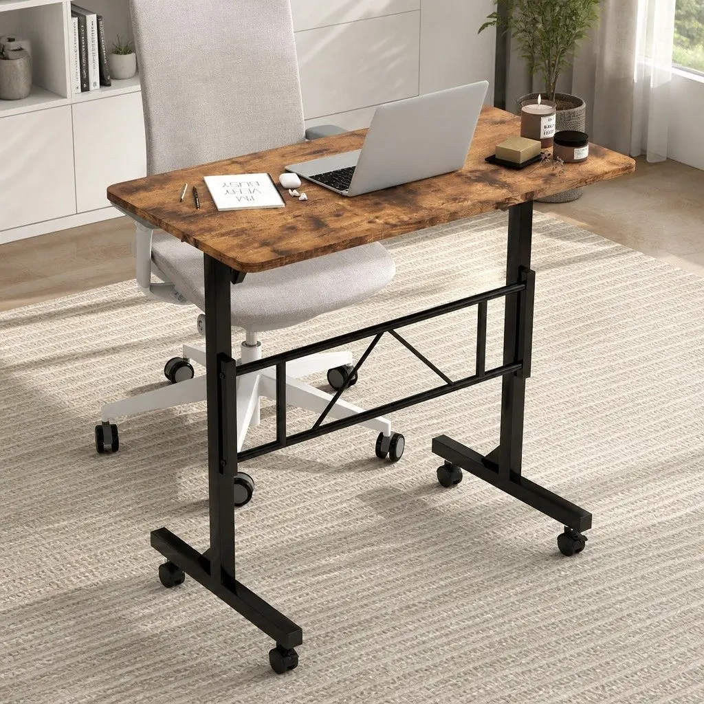 Height Adjustable Standing Desk Mobile Workstation 80cm L x 40cm W Brown