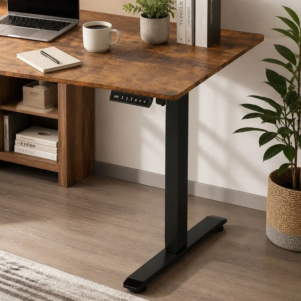 Electric Standing Desk Height Adjustable 120cm Motorised Sit Stand Vintage Oak