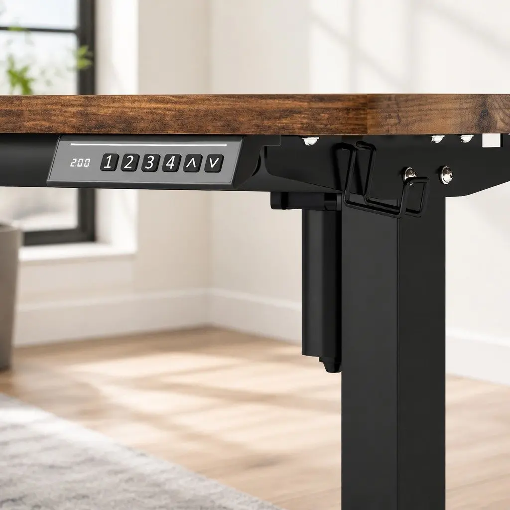 Electric Standing Desk Height Adjustable 120cm Motorised Sit Stand Vintage Oak