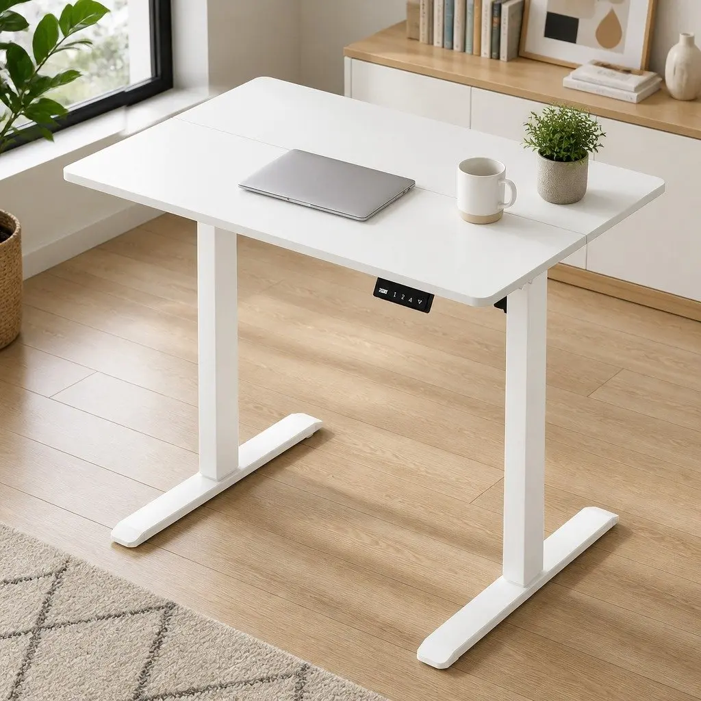 Electric Standing Desk Height Adjustable 72-116cm Motorised White Dual-Panel Office Computer Desk