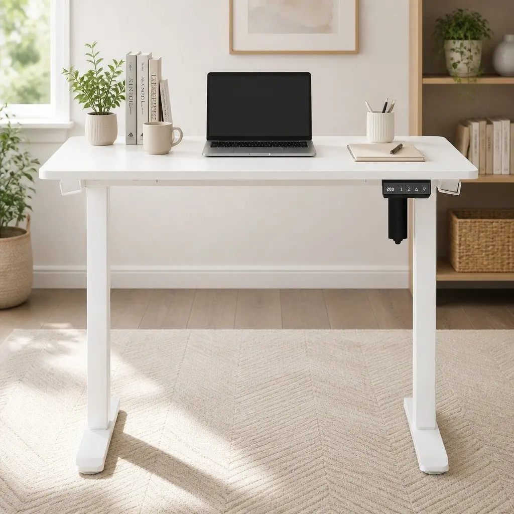 Electric Standing Desk Height Adjustable 72-116cm Motorised White Dual-Panel Office Computer Desk