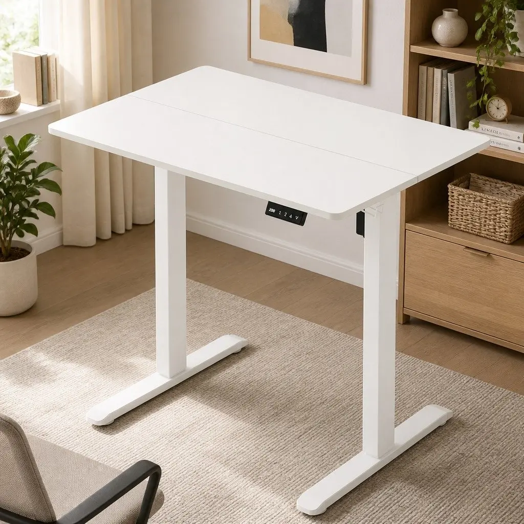 Electric Standing Desk Height Adjustable 72-116cm Motorised White Dual-Panel Office Computer Desk