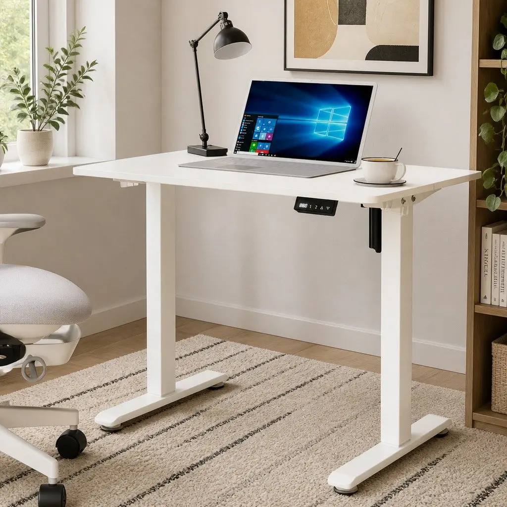 Electric Standing Desk Height Adjustable 72-116cm Home Office White