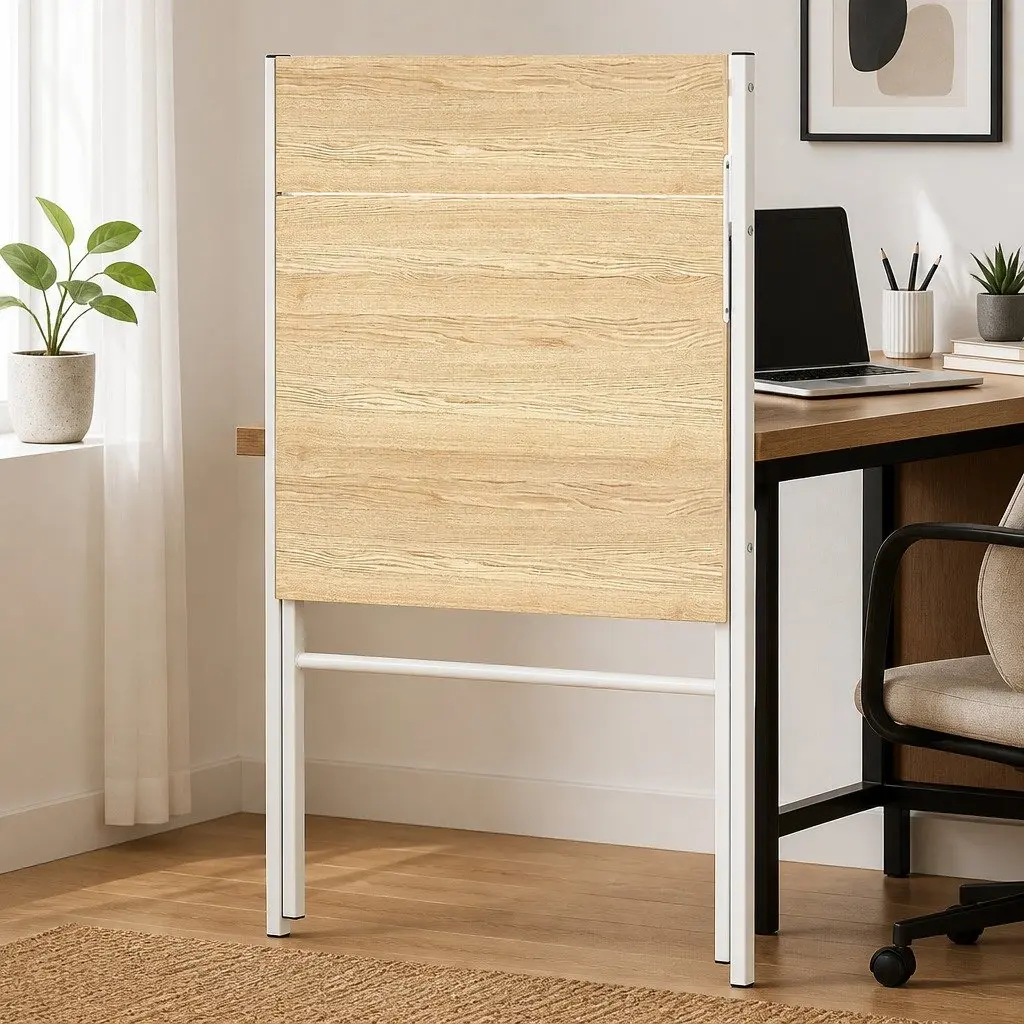 Foldable Computer Desk Study Desk with Monitor Shelf 67.5x45x84cm Oak White