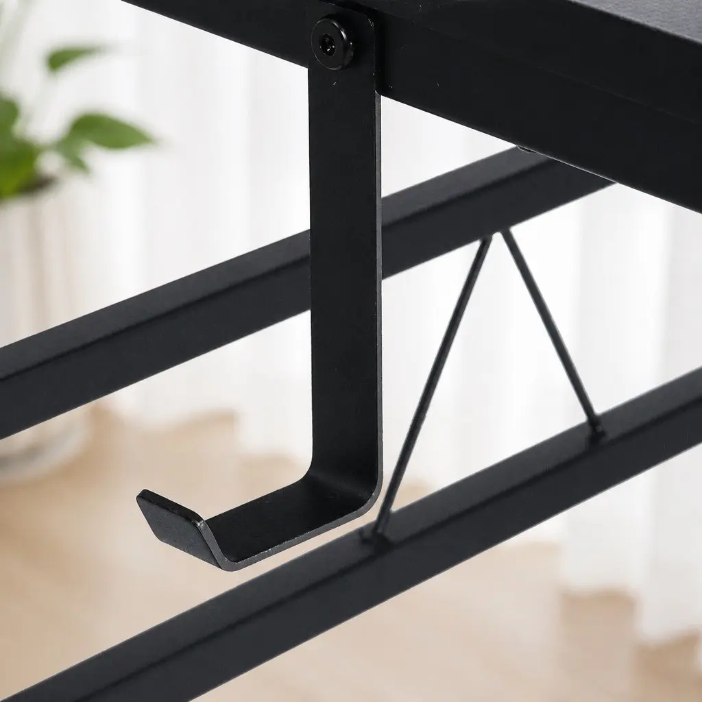 Gaming Computer Desk Adjustable Height 5-Level Monitor Stand Storage Shelf Headphone Hook 80cm x 50cm x 84.5cm-120cm Black