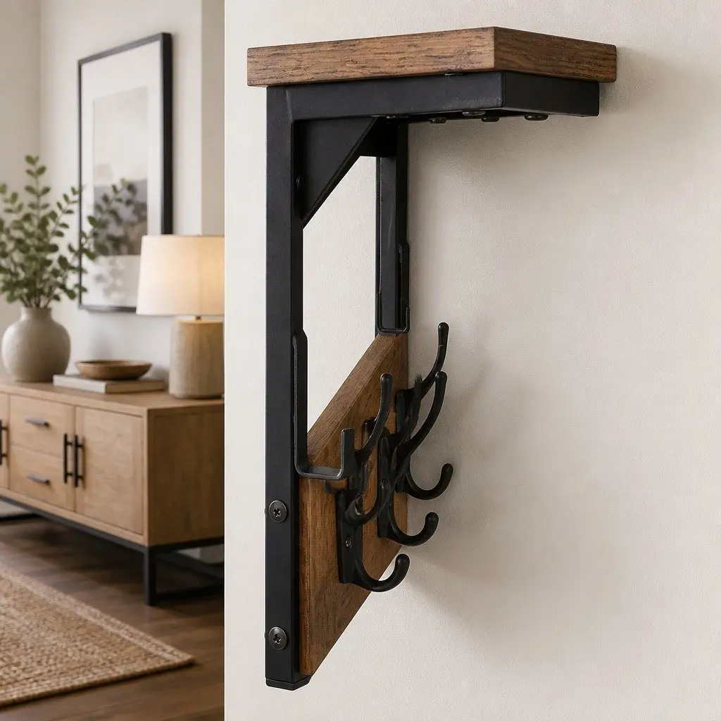 Wall-Mounted Coat Rack with 7 Hooks and Shelf