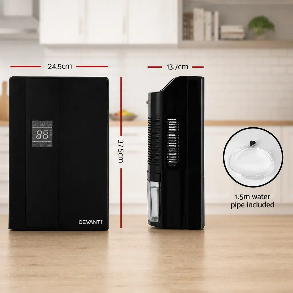 Dehumidifier Air Purifier 2L Black Quiet Remote Control