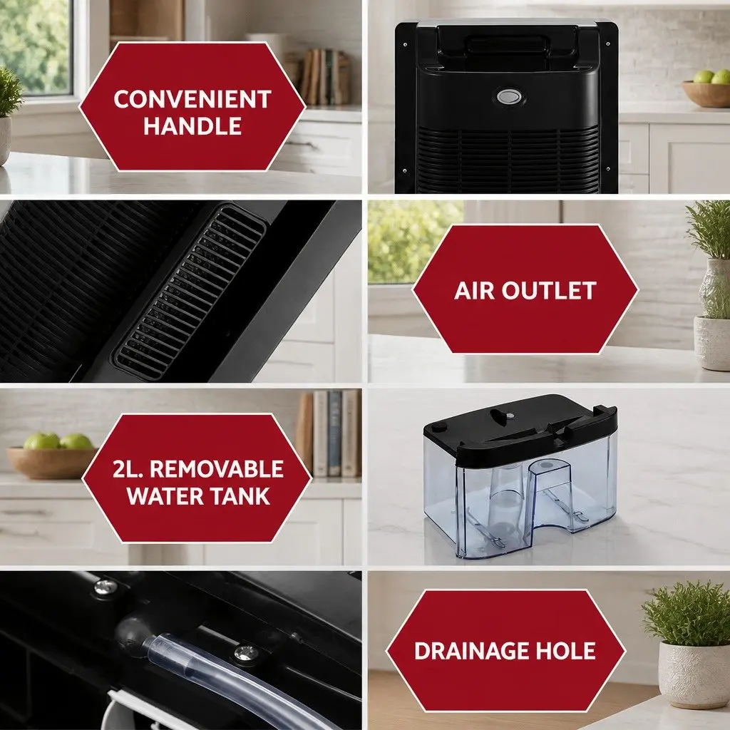 Dehumidifier Air Purifier 2L Black Quiet Remote Control