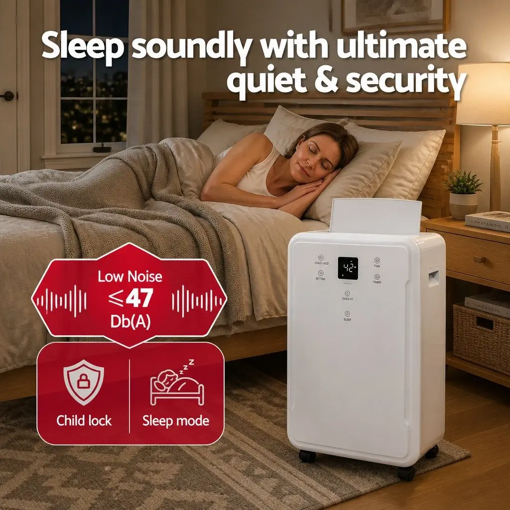 Dehumidifier Large Capacity 50L Per Day White for Laundry Drying Large Room Use