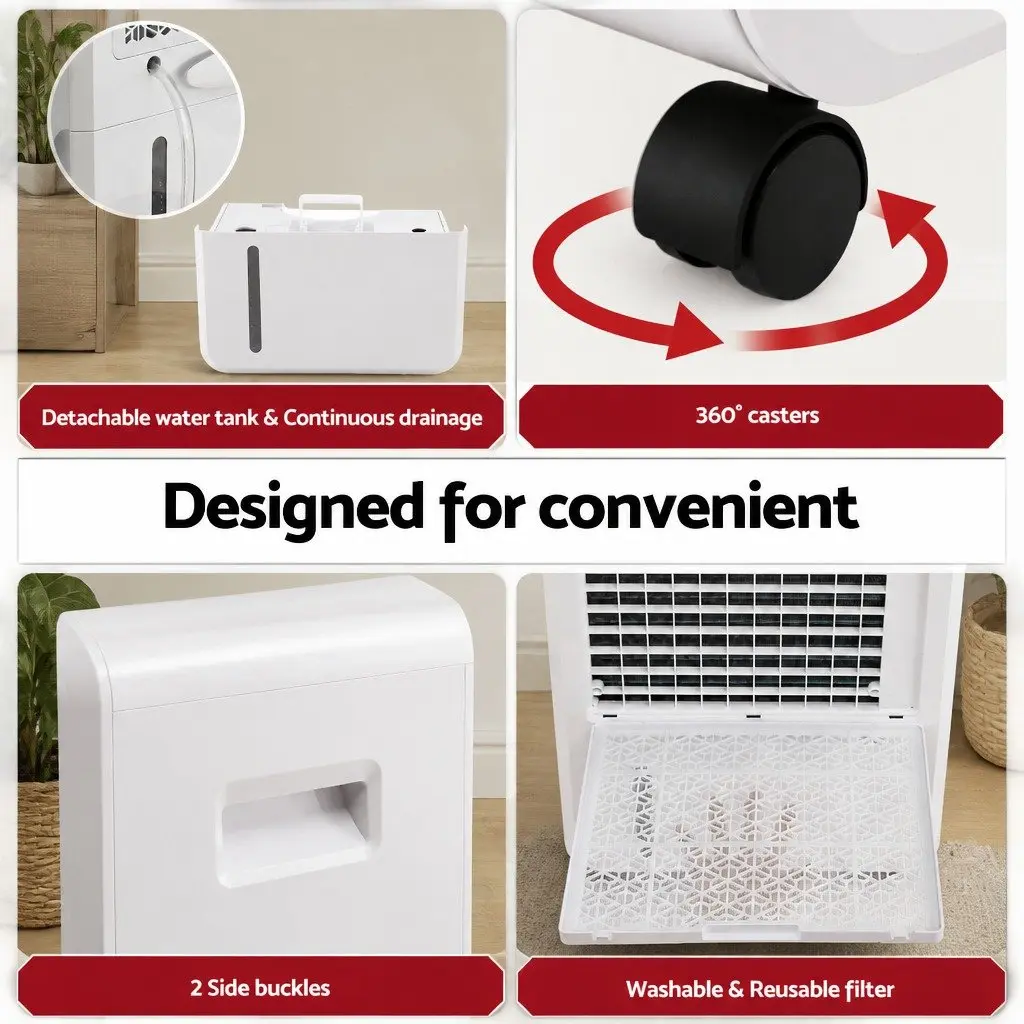 Dehumidifier 70L/Day Moisture Absorber 8.5L Water Tank Large Space White