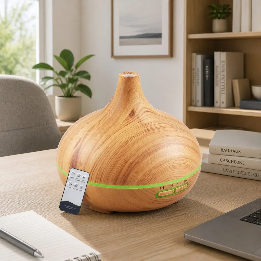 Ultrasonic Aroma Diffuser Humidifier 300ml Light Wood 4 in 1 Night Light Aromatherapy