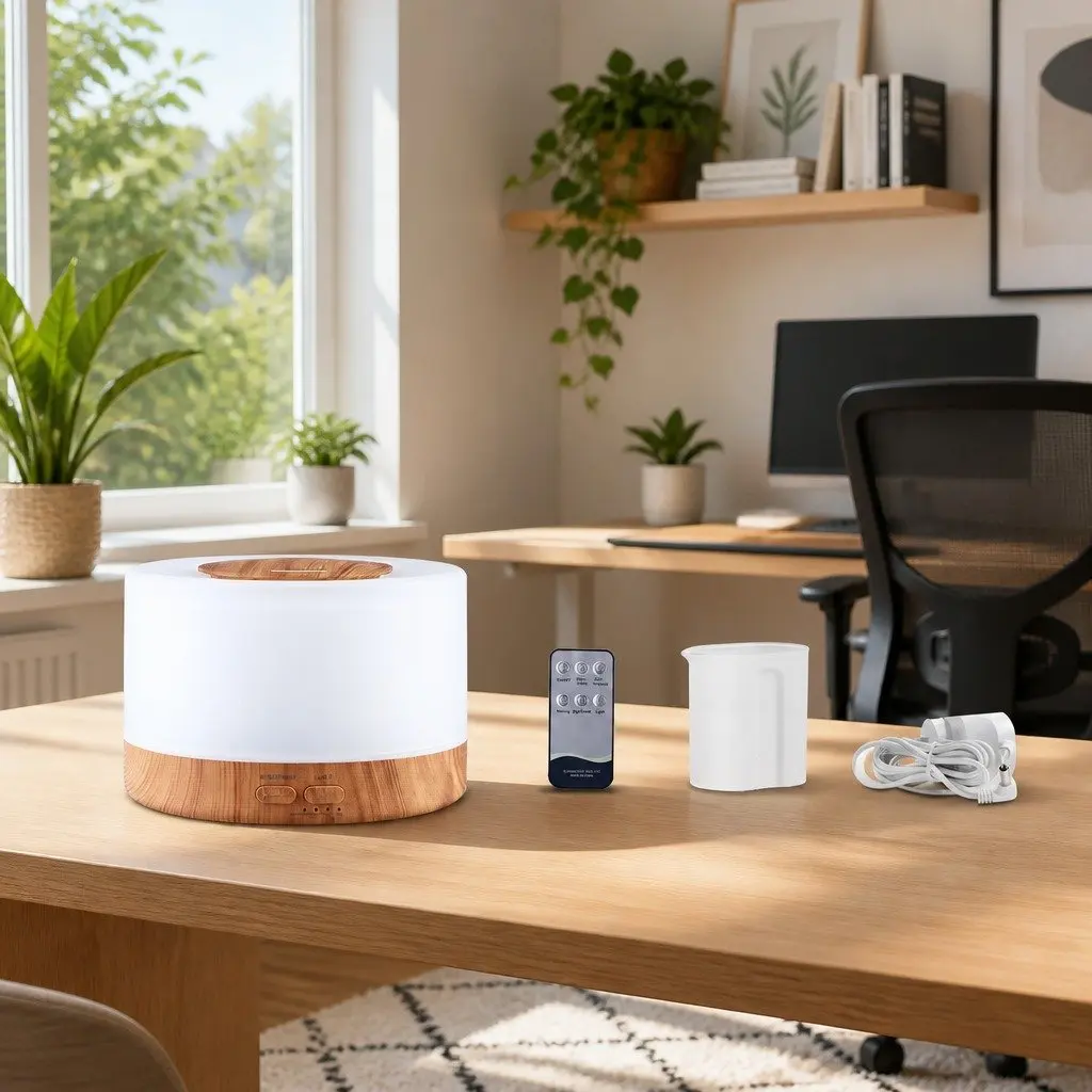 Aroma Diffuser 500ml Humidifier Light Wood 4-in-1 Night Light Remote Control