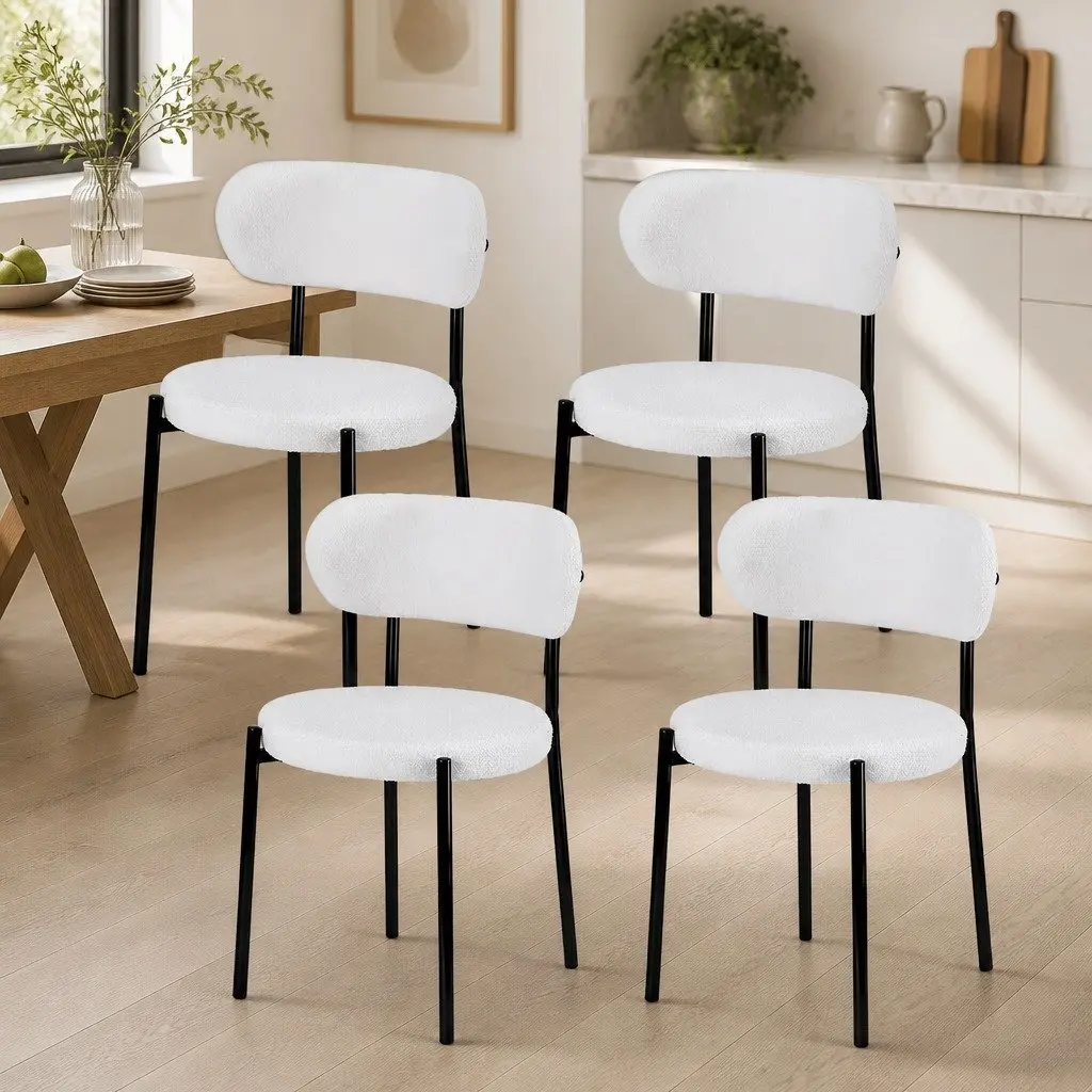 White Sherpa Dining Chairs Set