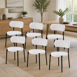 6 Dining Chairs in White Sherpa Fabric: Comfort Meets Value